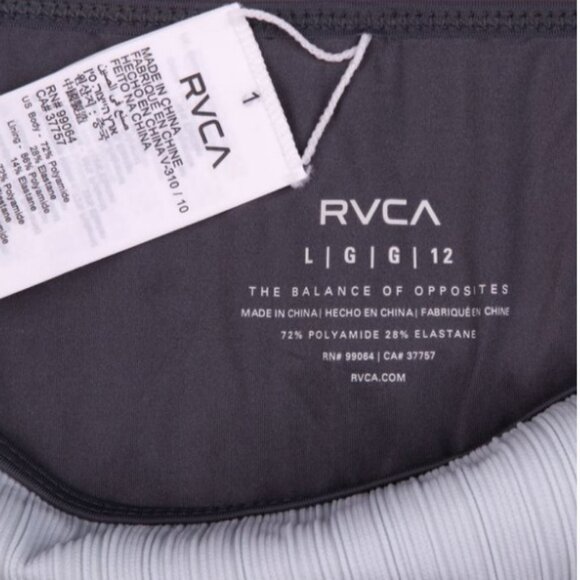 RVCA Bikini Bottoms Mid Rise Ribbed Summer Beach Light Ice Blue Grey NEW - Picture 5 of 6